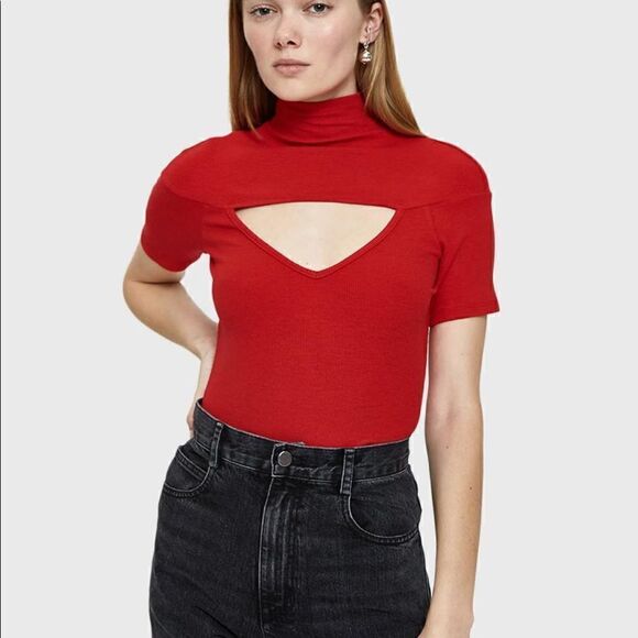 Beaufille women’s Zinner cutout ribbed stretch top in red size xs - Picture 3 of 11